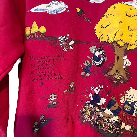 Northern Getaway Sweatshirt Girls Sm Playful Kitten Mice Dogs Best Friends Pink - Picture 2 of 13